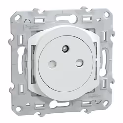 Ovalis - prise de courant affleurante - 2P+T - Blanc - fixation par vis uniquement - Raccordement : 1 x 1,5 .. 2 x 4 mm = sou ...