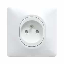 Prise 2P+T 16A encastré blanche à puit complete avec plaque connexion auto fixation vis OVALIS Prise de courant avec terre mo ...