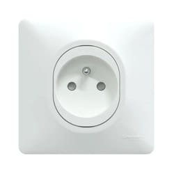 Schneider Electric - Prise 2P+T 16A encastré blanche à puit complete avec plaque connexion auto fixation vis ovalis