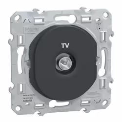 Ovalis - prise TV simple - fixation à vis - Anthracite - couvercle protection chantier