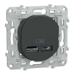 Ovalis - double chargeur USB A+C 12W - Anthracite (S340401)