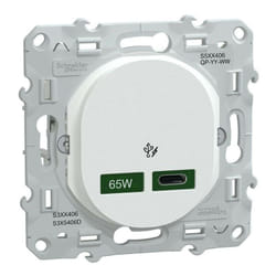 Schneider Electric - Ovalis - Chargeur usb-c 65W - Forte puissance pour charge app. mobiles - Blanc (S320406)