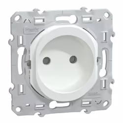 Ovalis - prise de courant sans terre - 2P - 16A - avec éclipse - Blanc - Installation dans le cas de rénovation sans terre -  ...