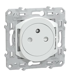 Prise double affleurante avec terre 16A blanc - Odace - Schneider