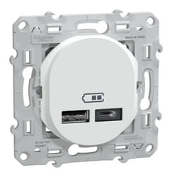 Double chargeur USB A+C 12W blanc - Ovalis - Schneider Electric