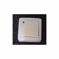 Poussoir Lumineux 10A saillie blanc cassé RAL 9010 complet avec cadre apparent et mecanisme 250V équipé d'un néon faible cons ...
