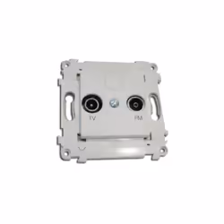 Prise TV - FM blanche 1 entrée 2 sorties sans plaque fixation vis / griffes ALVAIS SCHNEIDER ALB82325 Pour tout type d'instal ...