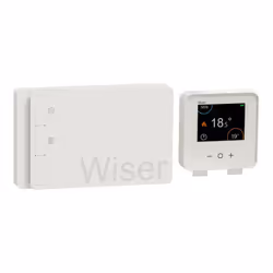 Description générale Le kit thermostat connecté Wiser de Schneider Electric vous permet de piloter votre chaudière et vos app ...