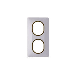 Schneider Electric - Plaque 2 postes vertical Ovalis Schneider Finition: Blanc bague effet laiton