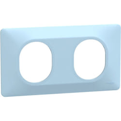 Schneider Electric - ovalis plaque de finition 2 postes horizontal entraxe 71MM bleu azurin schneider S320704C