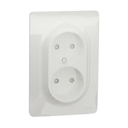 Unica - prise 2P double pour boîte 1P - fr - vis - Blanc - méca + plaque (NU206318)