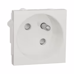 Unica - prise de courant 2P+T - 16A - 250Vca - standard français - 45° - raccordement rapide traversant - Blanc - mécanisme s ...