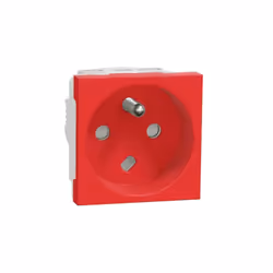 Prise 2P+T 16A 90° detrompage rouge meca seul (sans support ni plaque) raccord rapide goulotte UNICA Unica -prise 2P+T-90°- g ...