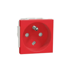 Schneider Electric - Prise 2P+T 16A 90° detrompage rouge meca seul (sans support ni plaque) raccord rapide goulotte unica