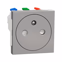 Prise 2P+T 16A FR 90° aluminium meca seul (sans support ni plaque) raccord rapide UNICA Unica - prise 2P+T - FR - 90° - racco ...