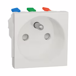 Unica - prise de courant 2P+T - 16A - 250Vca - standard français - 90° - spéciale goulotte OptiLine - connexion rapide - Blan ...