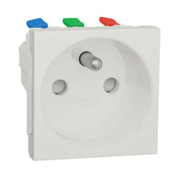 Unica - prise 2P+T - FR - 90° - goulotte - connex rapid - Blanc anti - méca seul (NU305920T)