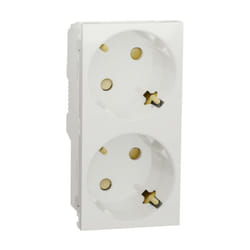 Schneider Electric - Unica - prise double 2P+T - de - 45° - bornier à vis - Blanc - méca seul (NU306718A)
