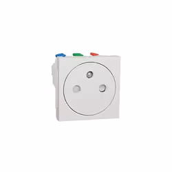 Unica - prise de courant double 2P+T - 16A - 250 Vca - standard français - 45° - connexion rapide - Blanc - mécanisme seul. T ...