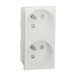 Schneider Electric - Unica - prise double 2P+T - fr - 45° - goul - connex rapide - Blanc - méca seul (NU306918T)