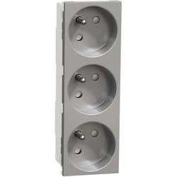 Schneider Electric - Unica prise triple 2P+T fr 45° Alu méca seul schneider NU307930