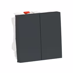 Unica - double va-et-vient - 10A - 250Vca - connexion rapide - 2 modules - Anthracite - mécanisme seul