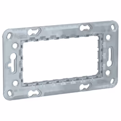 Support de fixation 4 modules zamac NU7104 Schneider Electric, compatible gamme New Unica