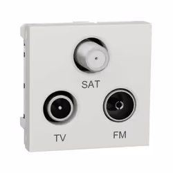 Unica - prise télévision et radio - TV + FM + SAT - 2 modules - Blanc - mécanisme seul