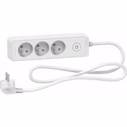 Bloc multiprises 3 Prises 2P+T (câble 1,5m) blanc - Schneider Design astucieux et esthétique Interrupteur lumineux pour coupe ...