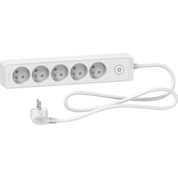 Schneider Electric - Bloc multiprises 5 Prises 2P+T (câble 1,5m) - Blanc - Schneider