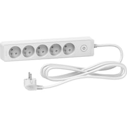 Schneider Electric - Bloc multiprises 5 Prises 2P+T (câble 3m) - Blanc - Schneider