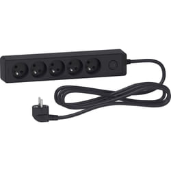 Schneider Electric - Bloc multiprises 5 Prises 2P+T (câble 3m) - Anthracite - Schneider