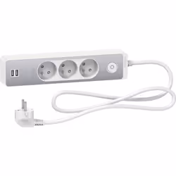 Bloc multiprises 3 Prises 2P+T et 2 USB (câble 1,5m) Blanc - Schneider Design astucieux et esthétique Interrupteur lumineux p ...