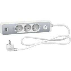 Schneider Electric - Bloc multiprises 3 Prises 2P+T et 2 usb (câble 1,5m) - Blanc - Schneider