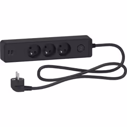 Bloc multiprises 3 Prises 2P+T et 2 USB (câble 1,5m) Anthracite - Schneider Design astucieux et esthétique Interrupteur lumin ...