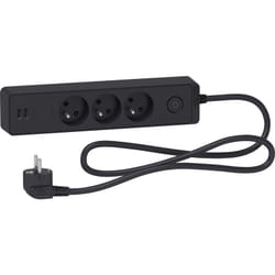 Schneider Electric - Bloc multiprises 3 Prises 2P+T et 2 usb (câble 1,5m) - Anthracite - Schneider