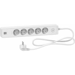 Schneider Electric - Bloc multiprises 5 Prises 2P+T et 2 usb (câble 1,5m) - Blanc - Schneider