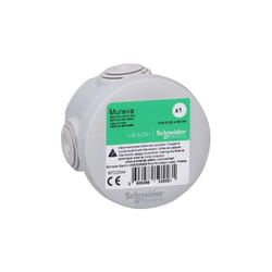 Boite de dérivation ronde Ø 60x40mm grise couvercle 4 entrées embouts étanche IP55 IK07 650° Mureva BOX