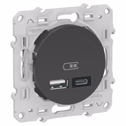 Schneider Electric - Odace - prise usb double - type a+c - Anthracite - 5 Vcc - 2,4A (S540401)