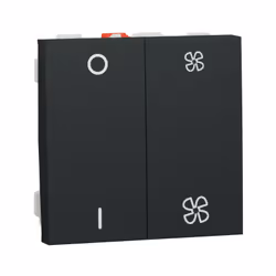 Unica - commande VMC - interrupteur marche / arrêt + interrupteur 2 vitesses - 10A - 2 modules - Anthracite - mécanisme seul
