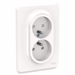 Unica - prise de courant double 2P+T à monter dans une boîte 1 poste - 16A - 250Vca - standard français - bornier à vis - Bla ...
