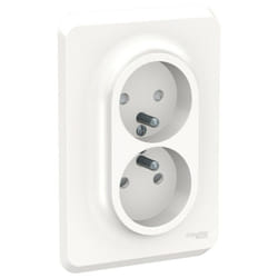 Unica - prise double 2P+T pour boîte 1P - fr - vis - Blanc - méca + plaque (NU406918)