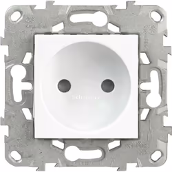 Prise simple 2P bornes à vis 16A blanc Unica La gamme d'appareillages Unica est une gamme de prises et interrupteurs composab ...