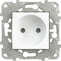 Prise simple 2P bornes à vis 16A - Blanc - Unica - Schneider