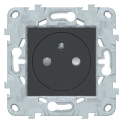Schneider Electric - Prise simple 2P+T affleurante 16A connexion rapide - Anthracite - Unica - Schneider