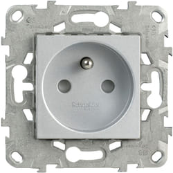 Schneider Electric - Prise simple 2P+T bornes à vis 16A - Aluminium - Unica - Schneider