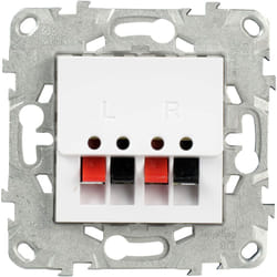 Schneider Electric - Prise haut-parleurs 2 sorties (2x Rouge + 2x Noir) - Blanc - Unica - Schneider