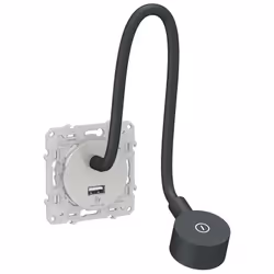Odace - liseuse - avec prise USB-A - 2,1A - alu