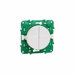 Description générale Interrupteur double sans fil et sans pile de la gamme Odace, conçu par Schneider Electric. Ce dispositif ...
