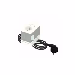 Bloc prises 2p+T 16A + USB-A + USB-C 5V 3.1A design blanc/tissu kvadrat S pour bureau avec cable 2m Unica System+ Unica Syste ...
